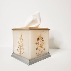 Vintage Pressed Floral Tissue Box Cover
